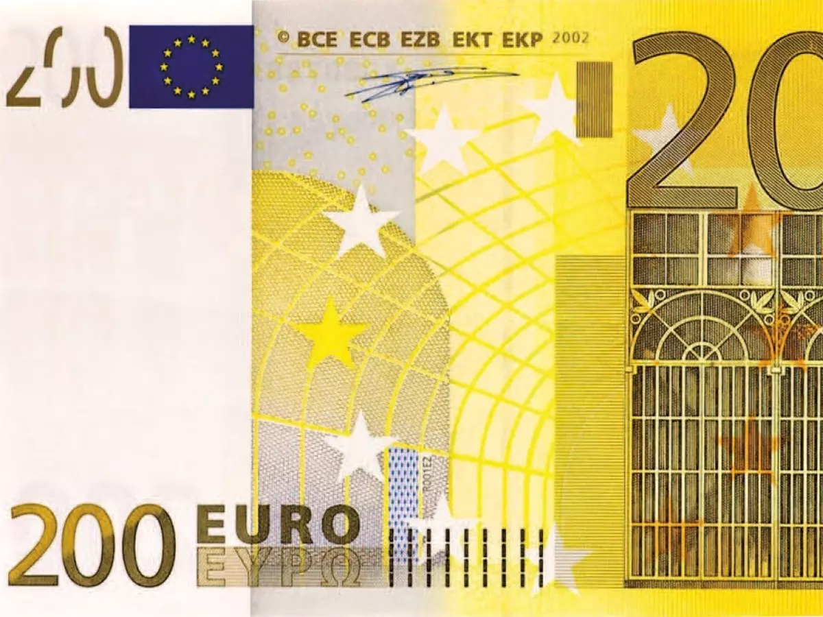 A close-up of a 200 Euro bill.