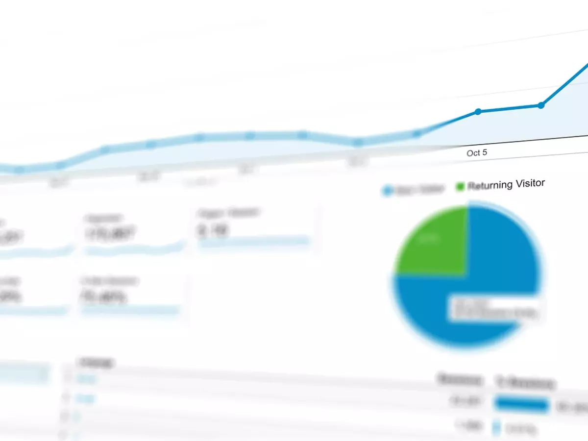 A close-up of a computer screen displaying a graph showing an upward trend. The graph is labeled with dates and a blue line representing the data points. The image is blurry and out of focus, creating a sense of movement and dynamism.