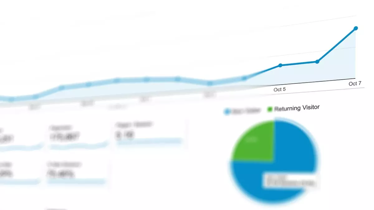 A close-up of a computer screen displaying a graph showing an upward trend. The graph is labeled with dates and a blue line representing the data points. The image is blurry and out of focus, creating a sense of movement and dynamism.