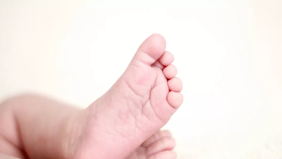 A close-up of the sole of a human foot, with visible wrinkles and lines.