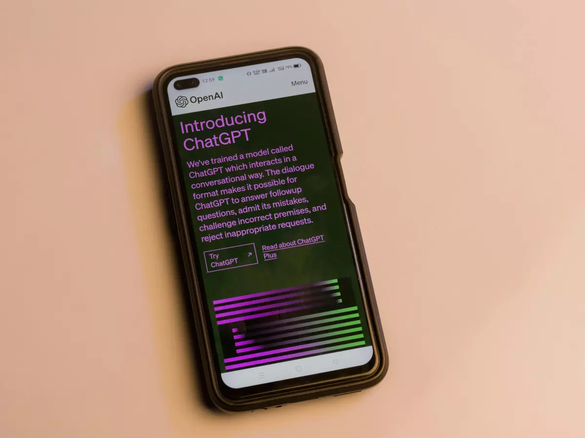 A smartphone displaying an article about AI.