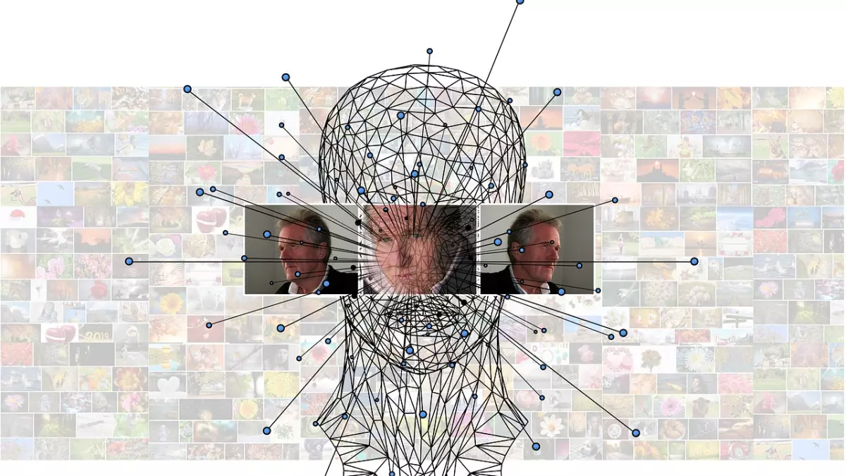 A wireframe head connected to multiple smaller images representing models in machine learning.