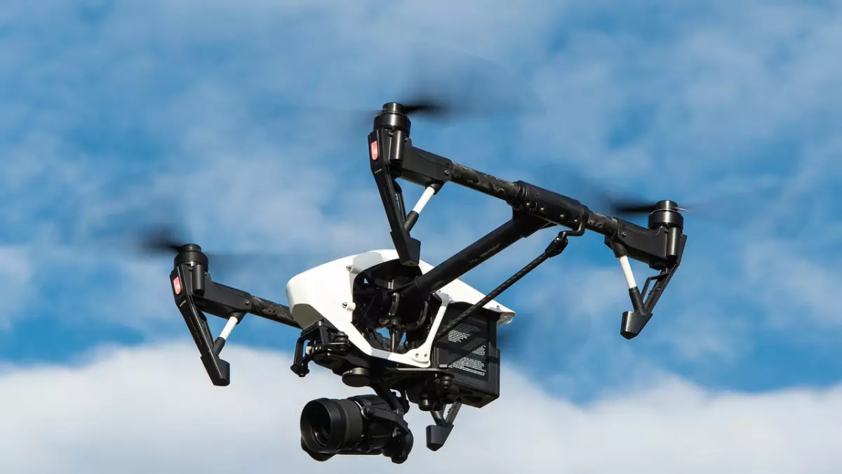 A drone flying in the sky.