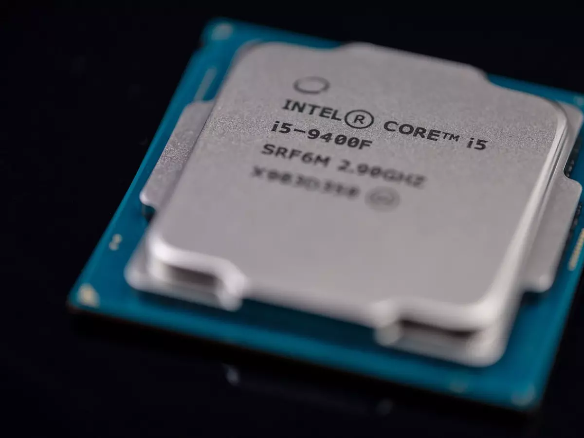 A close-up image of a Intel Core i5-9400F CPU.