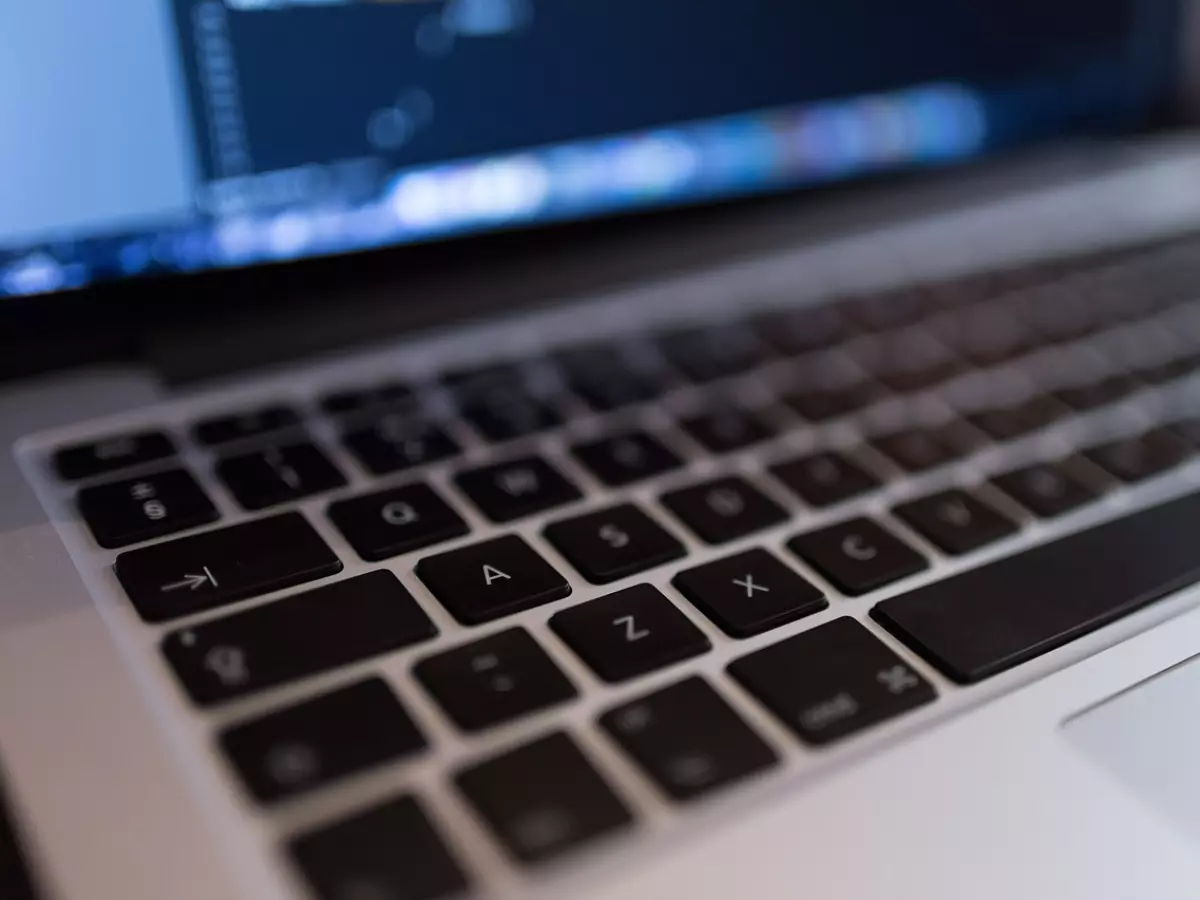 Closeup of a laptop keyboard with keys visible