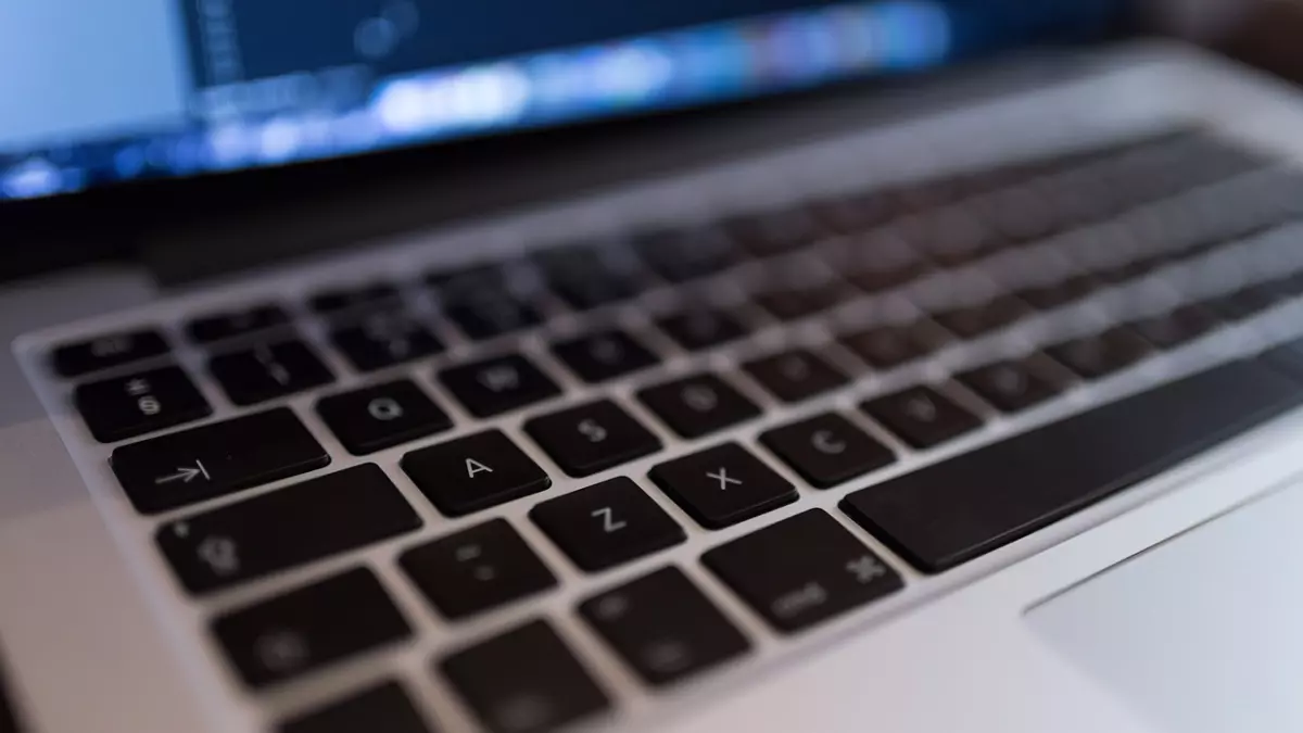 Closeup of a laptop keyboard with keys visible