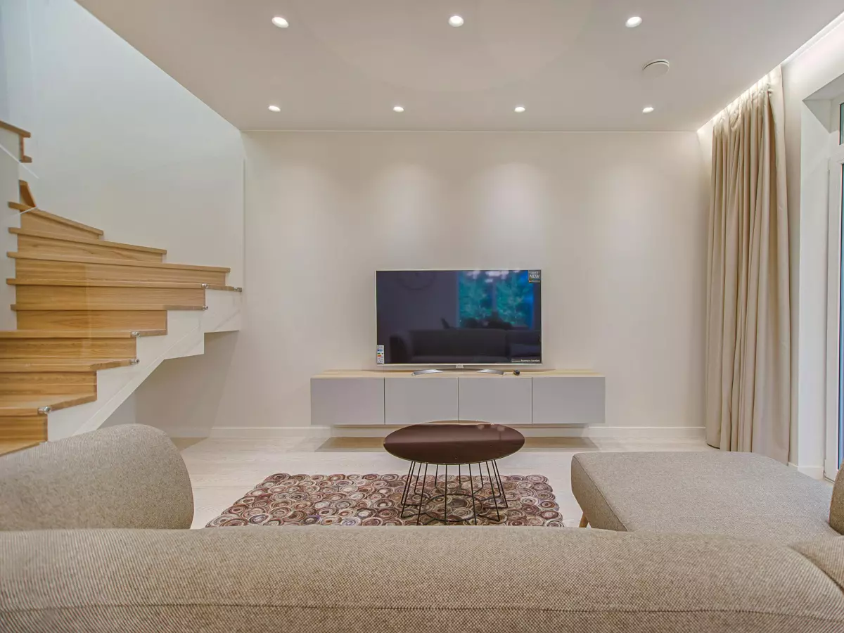 A modern, sleek TV in a luxurious living room