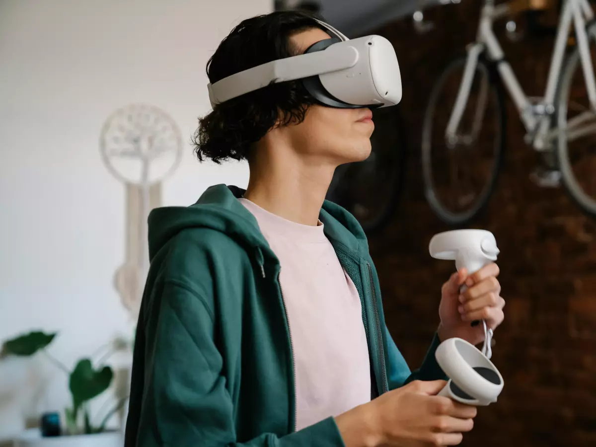 A person wearing a VR headset