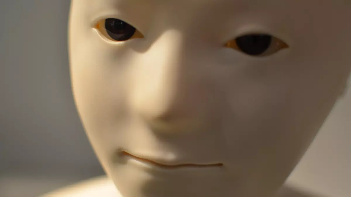 A close-up of a humanoid robot