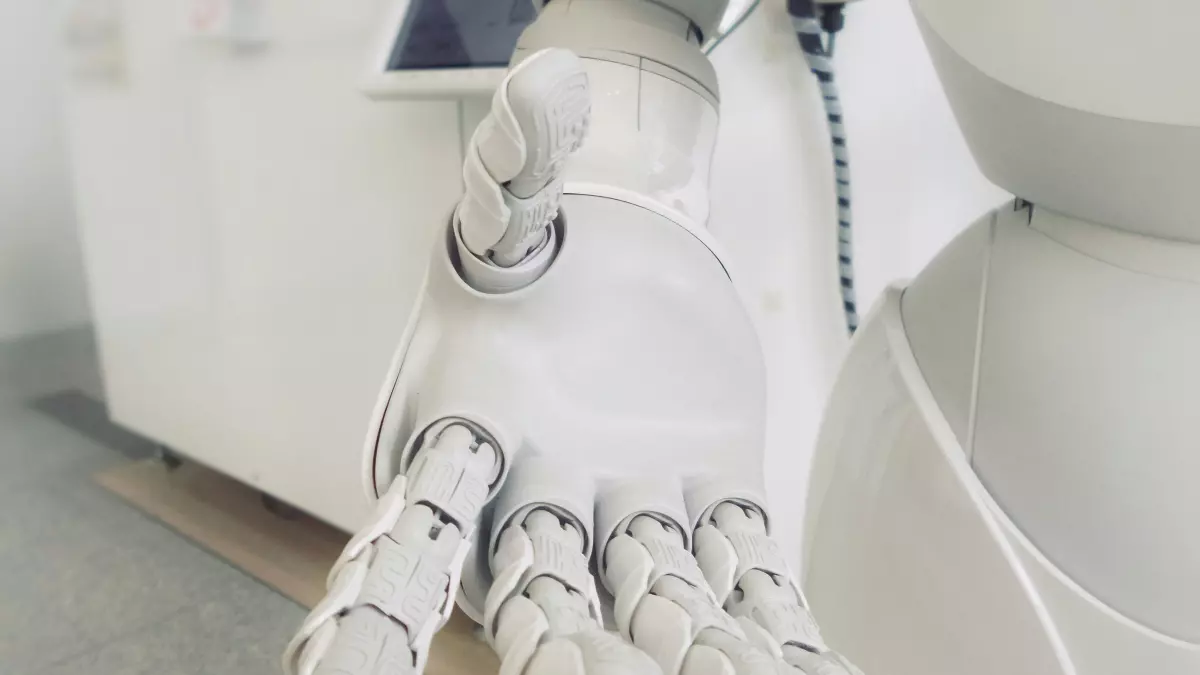 A robotic hand reaching out