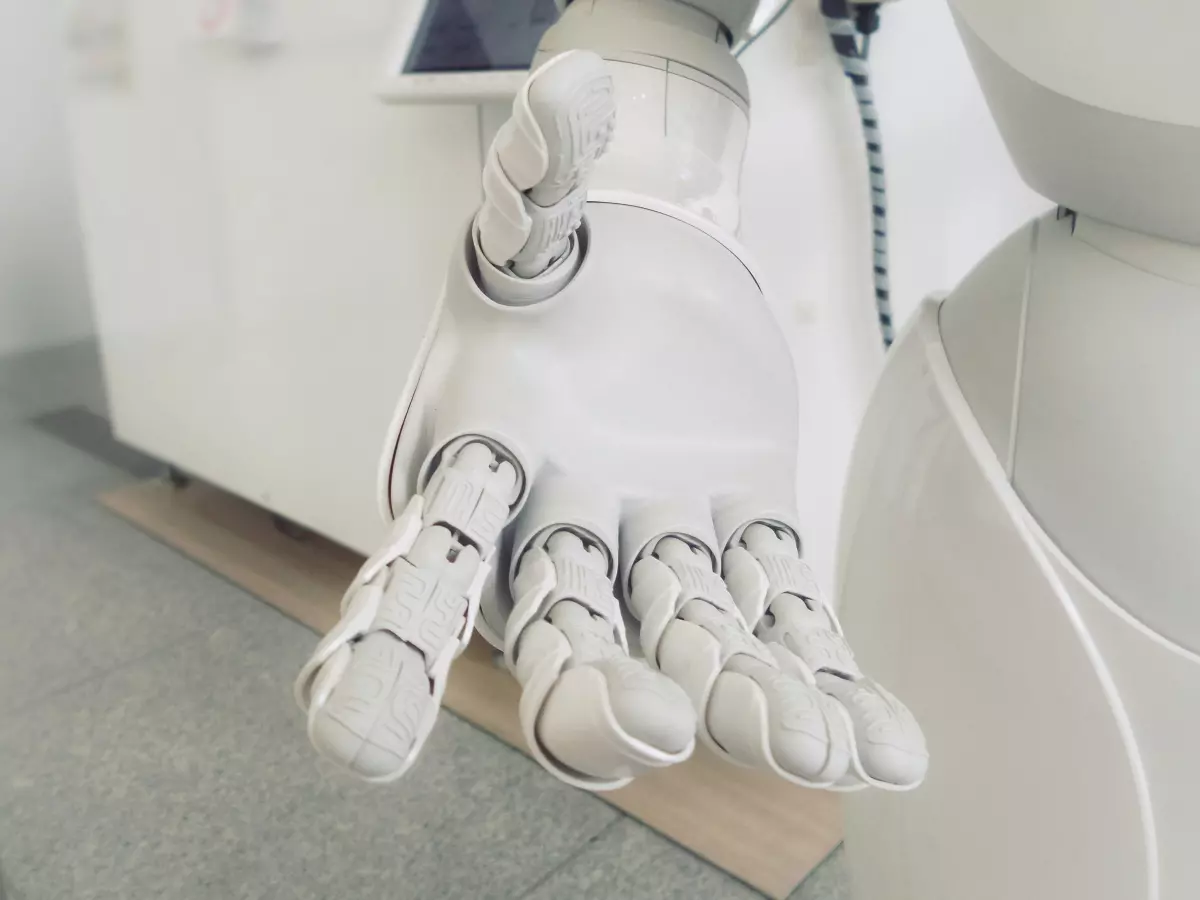 A robotic hand reaching out