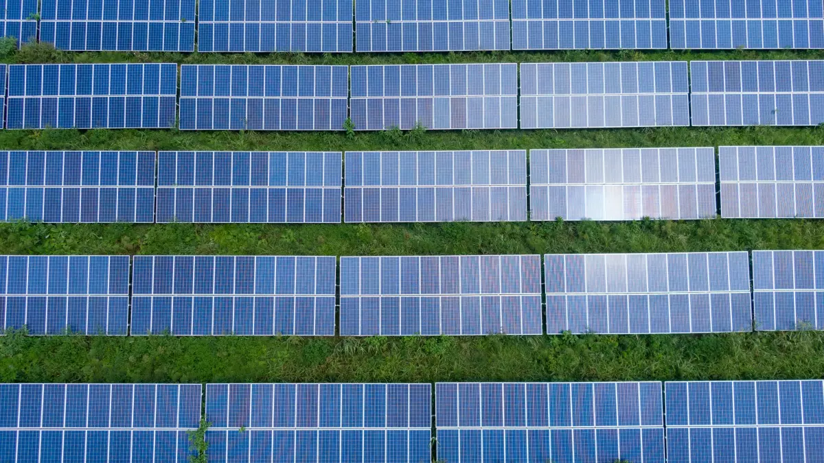 Aerial view of a solar farm