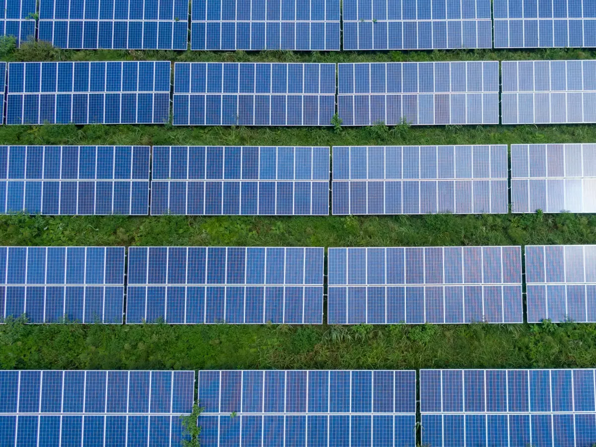 Aerial view of a solar farm